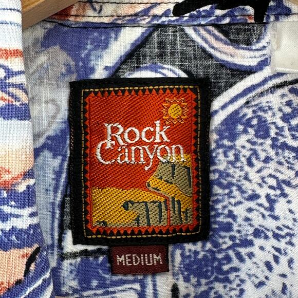 Vtg 90s Rock Canyon Creek Ranch Soutwestern New Mexico Shirt Mens Size Medium - Picture 6 of 6